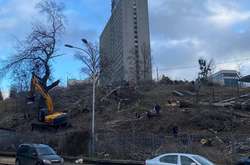 Забудовник під прикриттям «тітушок» вирізав дерева в центрі Києва (фото, відео) 