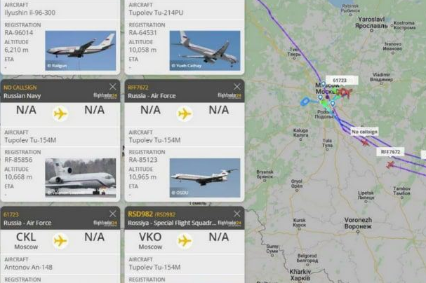 Сім літаків російського уряду екстрено вилетіли з Москви