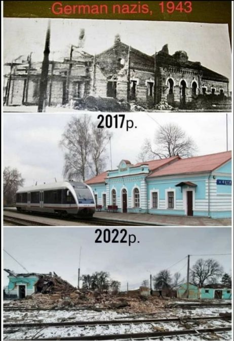 Залізничний вокзал Охтирки при німцях, українцях і росіянах…